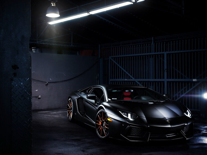 Black Lamborghini in Garage — Dramatic