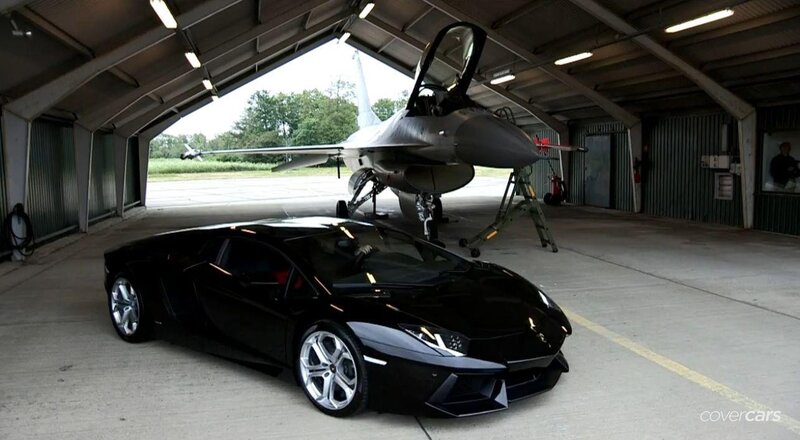 Black Lamborghini in Hangar