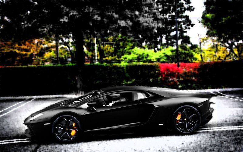 Black Lamborghini in parking lot