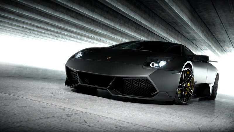 Black Lamborghini in tunnel