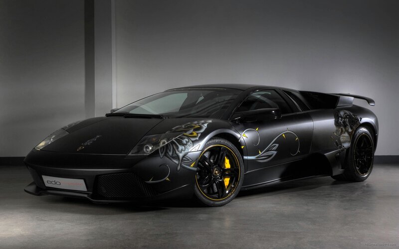 Black Lamborghini Murcielago — Dramatic, Photograph, Skull Design