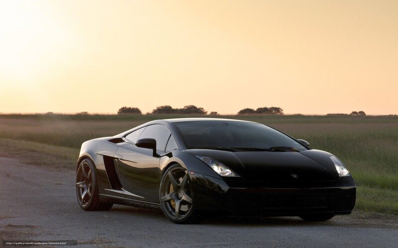 Black Lamborghini on a country road