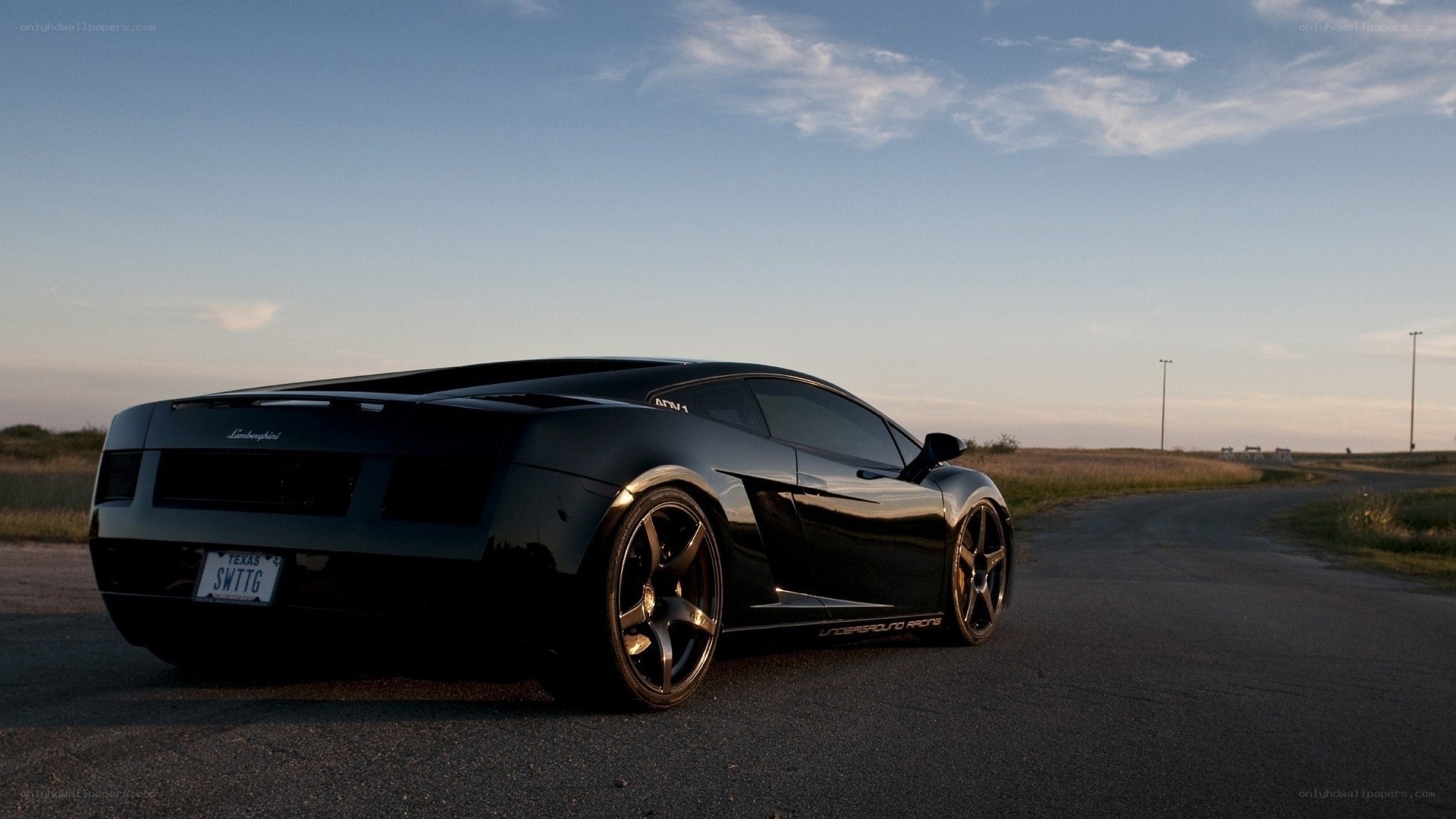 Black Lamborghini on a road