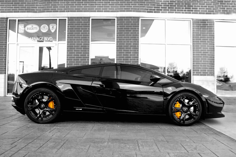 Black Lamborghini on display