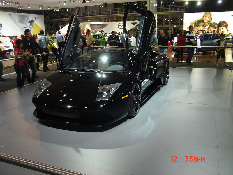 Black Lamborghini on display