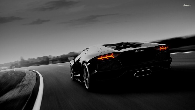 Black Lamborghini on Road — Dynamic