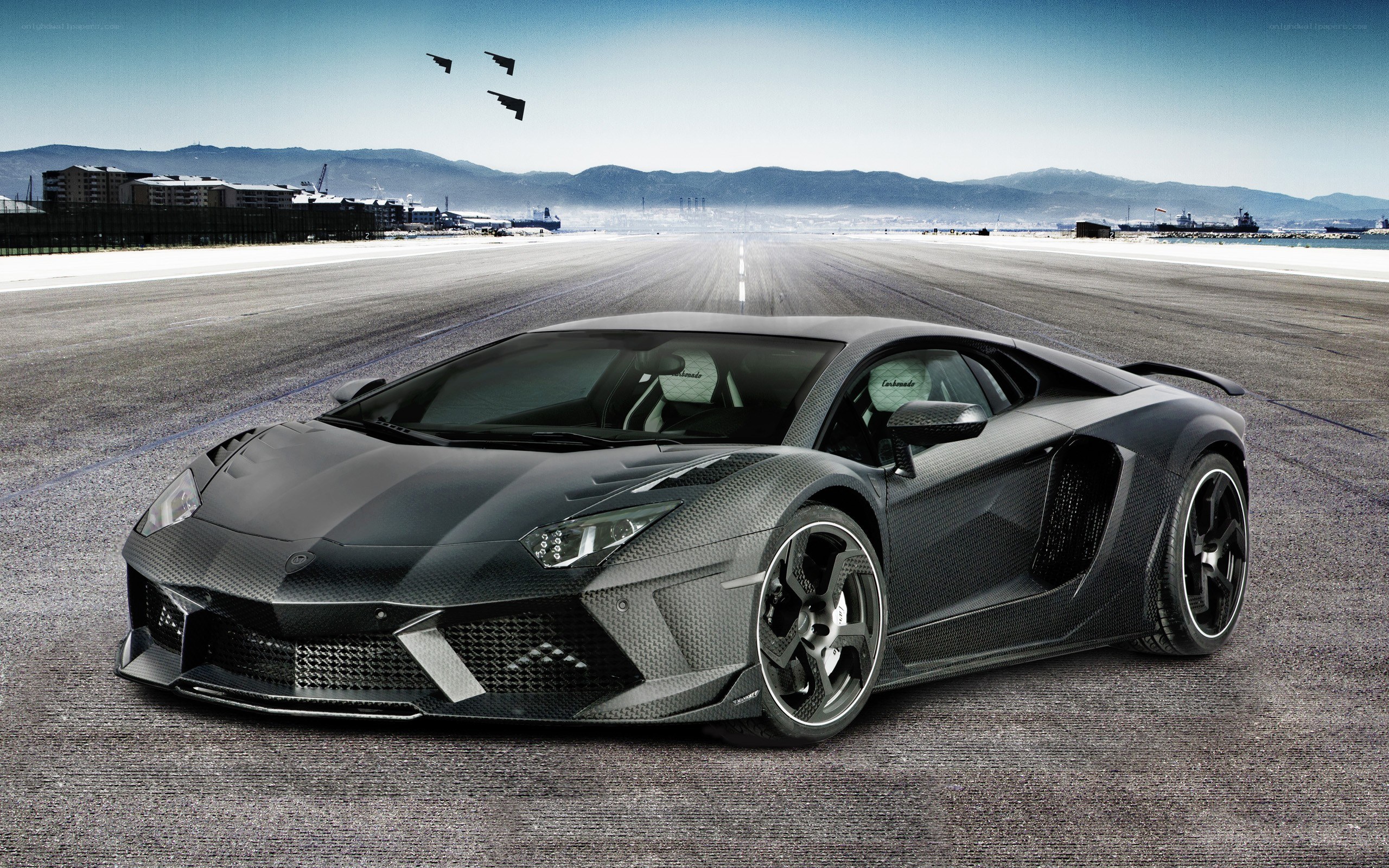 Black Lamborghini on runway