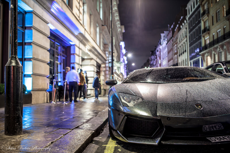 Black Lamborghini on Street — Dramatic