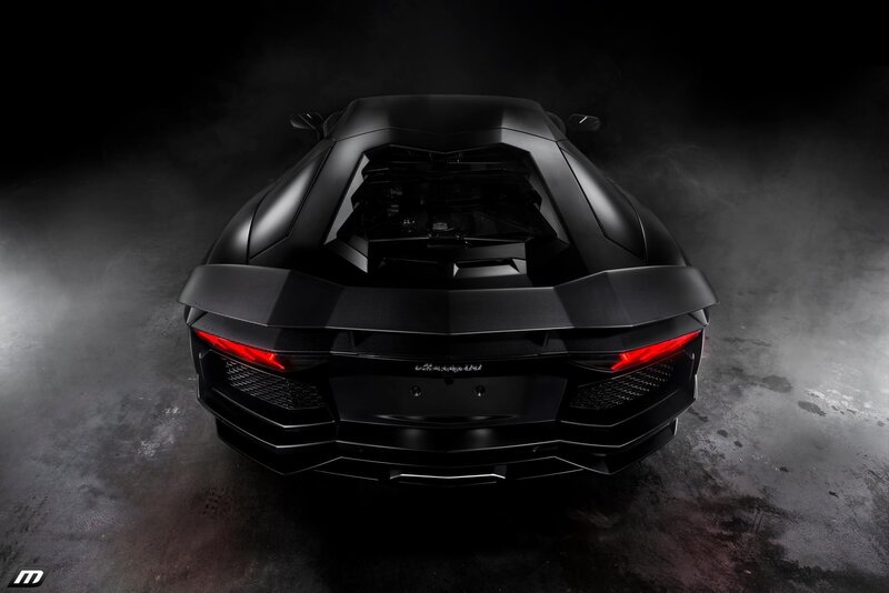 black lamborghini rear view