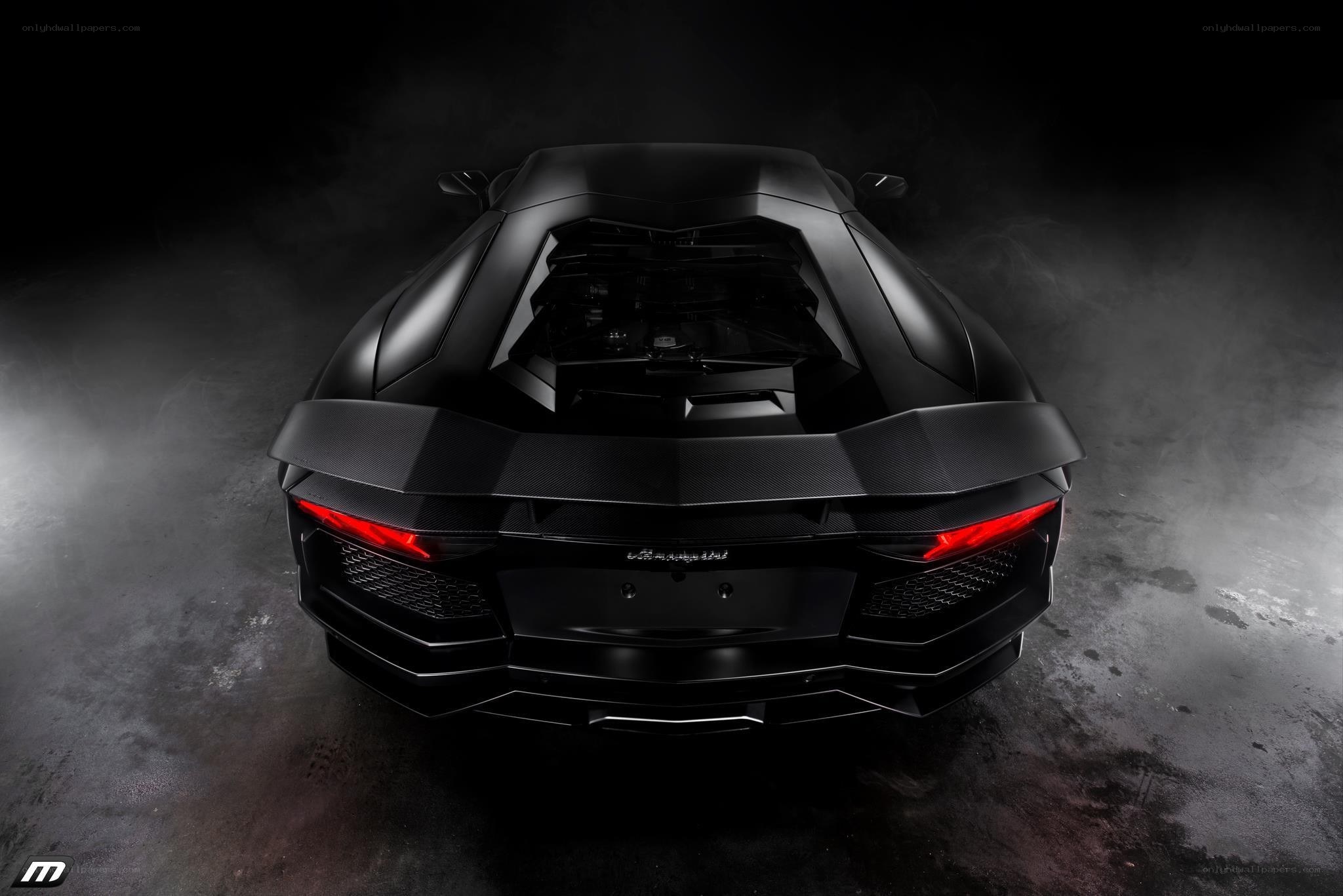 black lamborghini rear view