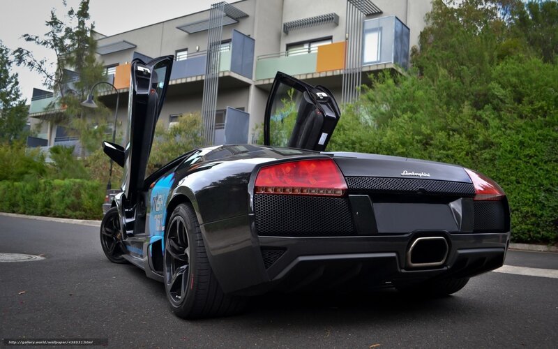 Black Lamborghini Sports Car — Dramatic, Afternoon, Photograph, Building, Trees