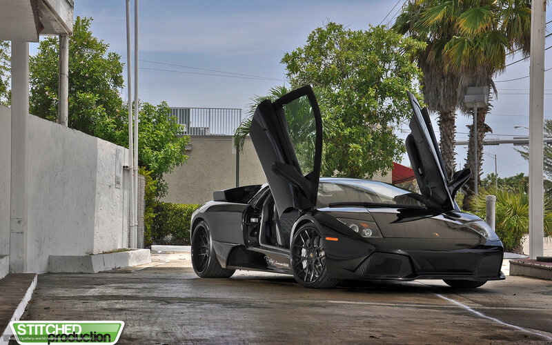 Black Lamborghini Sports Car — Dramatic, Afternoon, Photograph, Palm Tree