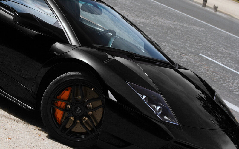 Black Lamborghini Sports Car — Dramatic, Afternoon