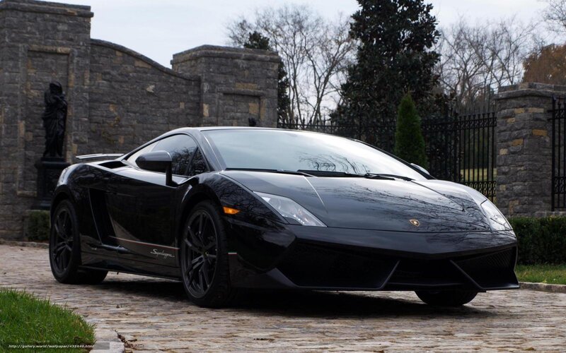 Black Lamborghini Sports Car — Dramatic, Autumn