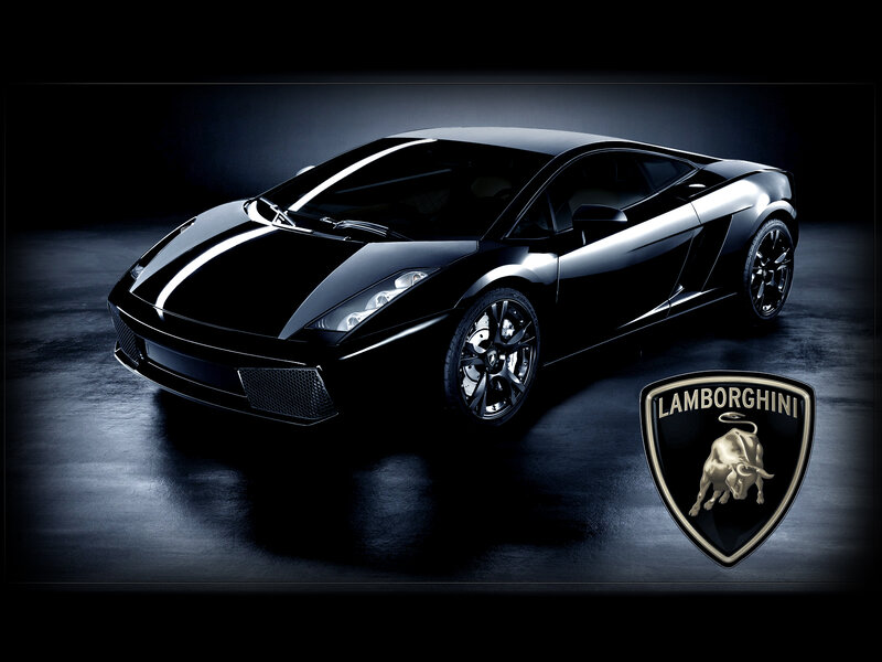 Black Lamborghini Sports Car — Dramatic, Photograph, Bull Logo