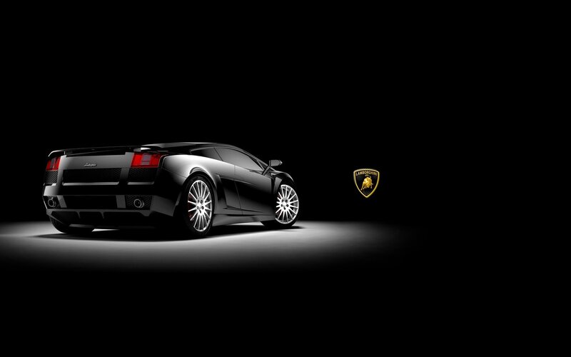 Black Lamborghini Sports Car — Dramatic, Photograph, Logo
