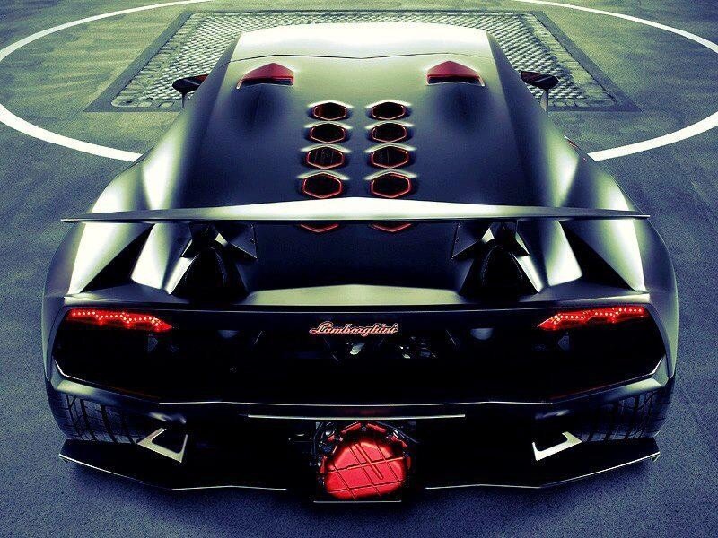 Black Lamborghini Sports Car — Dramatic, Photograph, Rear View