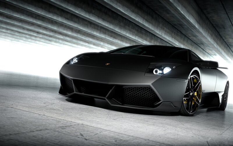 Black Lamborghini Sports Car — Dramatic, Photograph