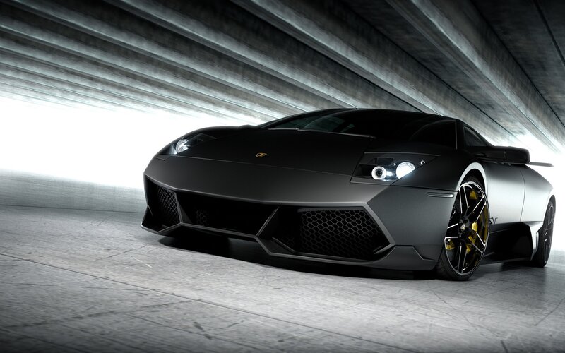 Black Lamborghini Sports Car — Dramatic, Photograph, Tunnel, Headlights