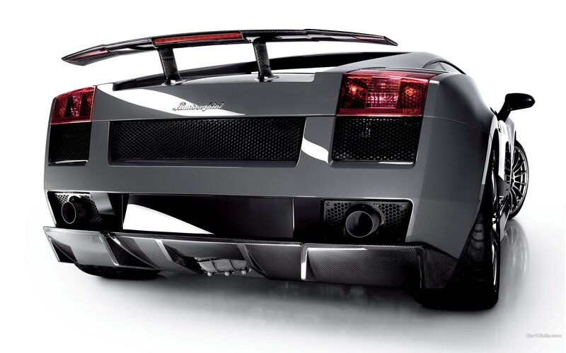 Black Lamborghini Sports Car — Gray, Dramatic, Photograph, Rear Wing