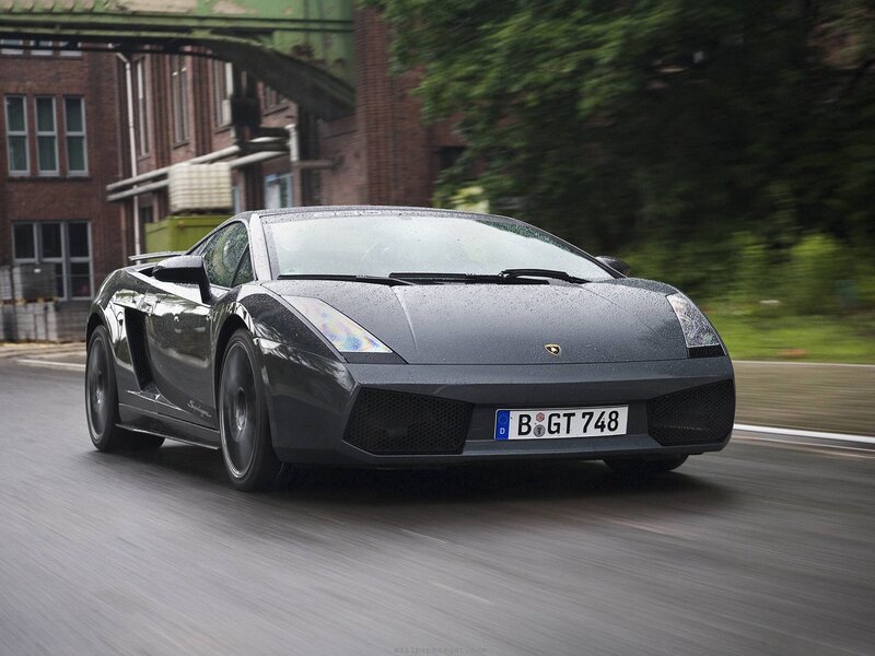 Black Lamborghini Sports Car — Gray, Dynamic