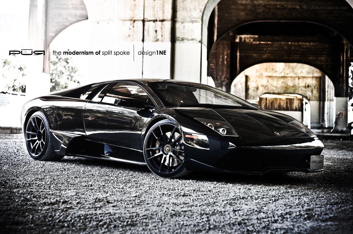 Black Lamborghini under bridge