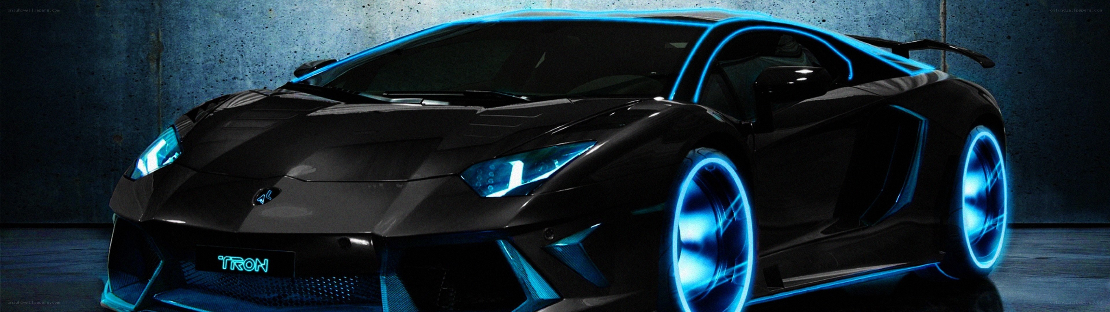 Black Lamborghini with blue lights
