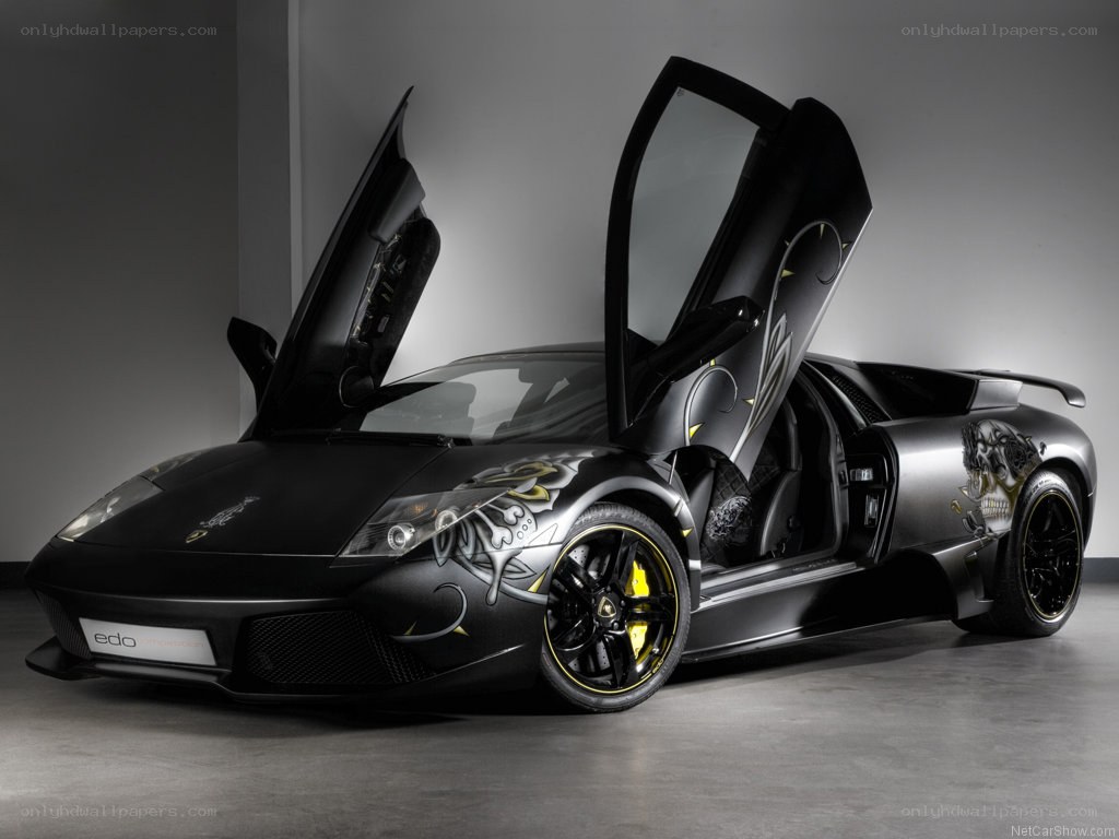 black lamborghini with custom graphics