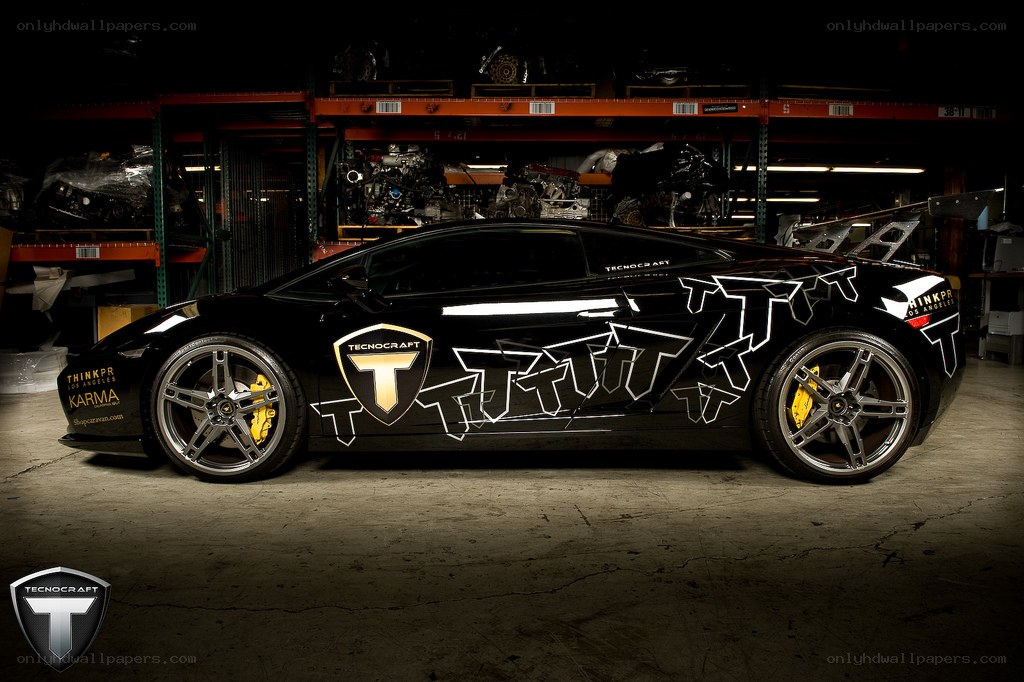 black lamborghini with custom graphics