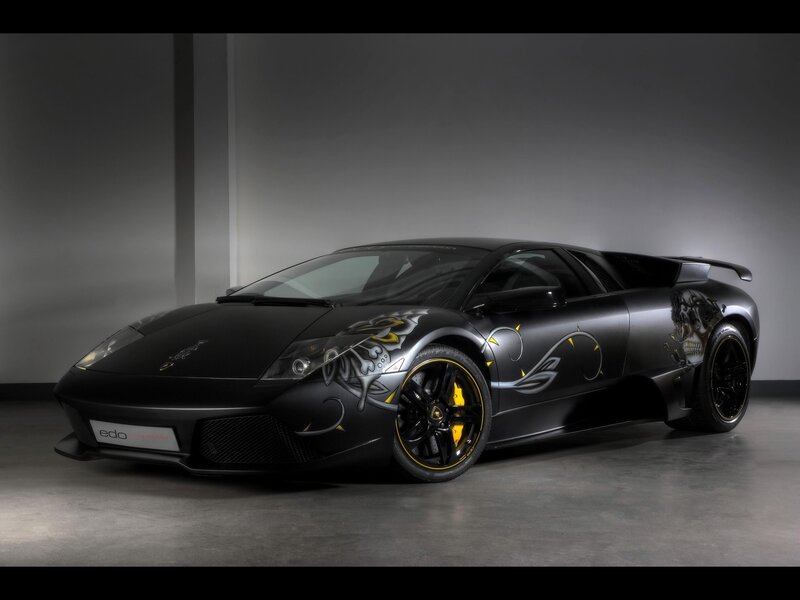 black lamborghini with custom graphics