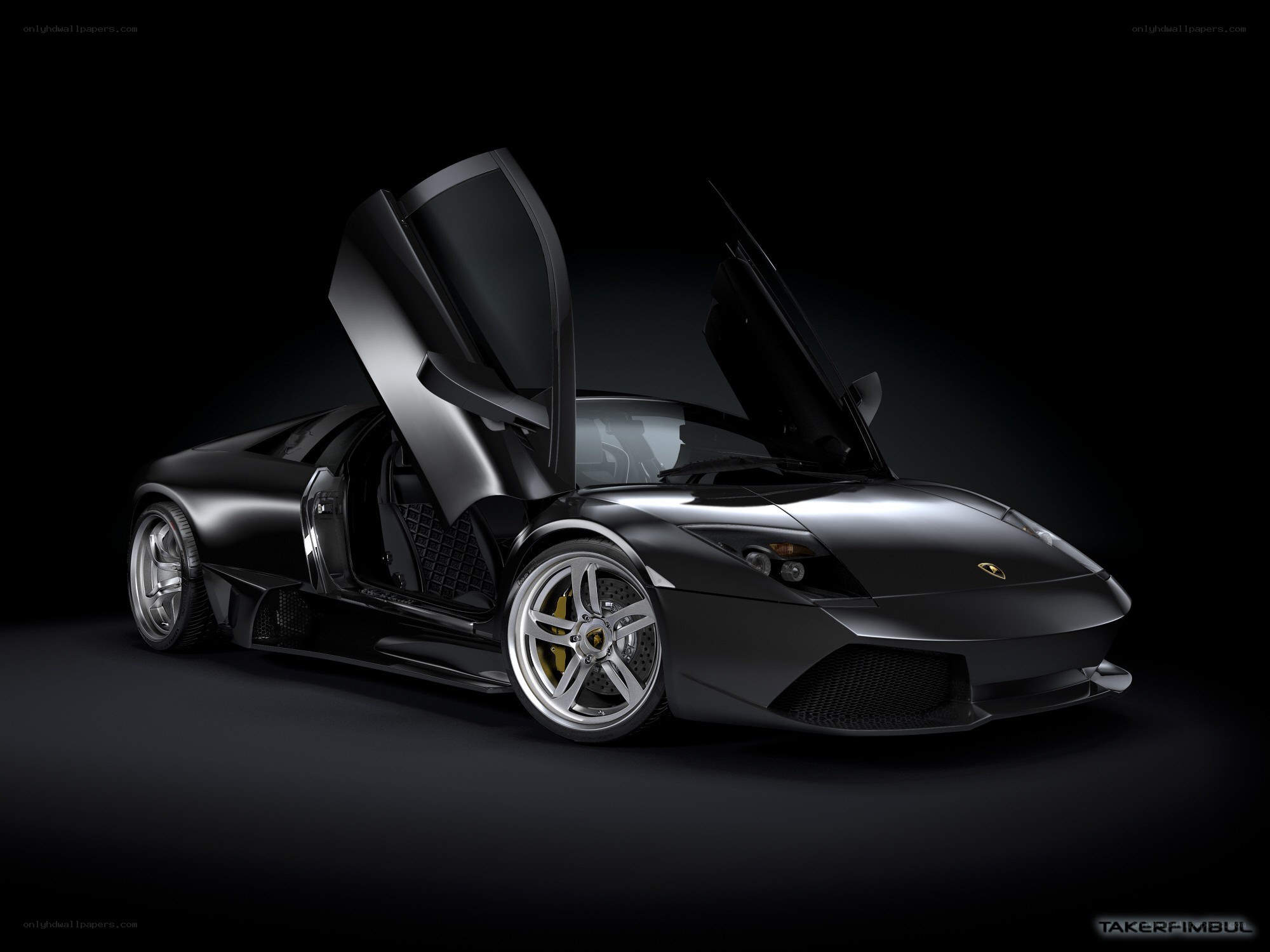 Black Lamborghini with doors open