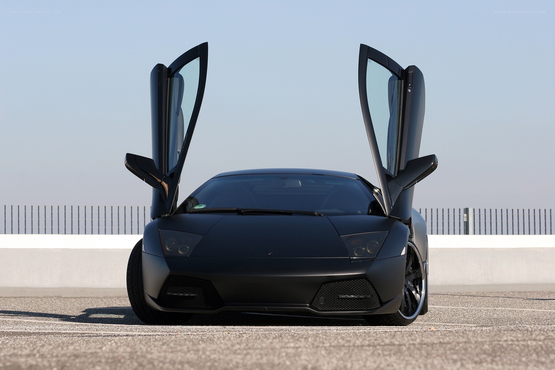 Black Lamborghini with doors open