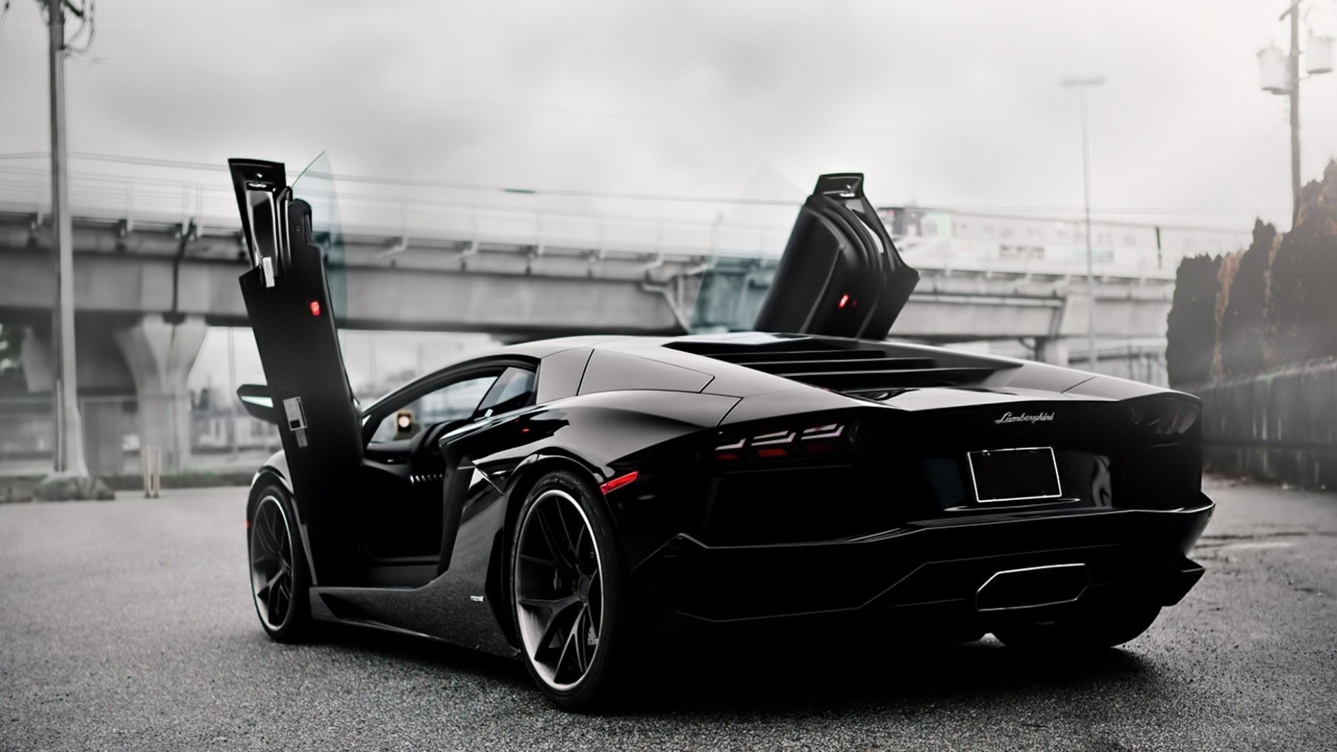 black lamborghini with doors open