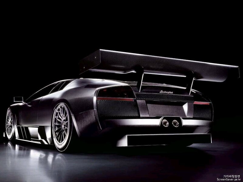 Black Lamborghini with large rear wing