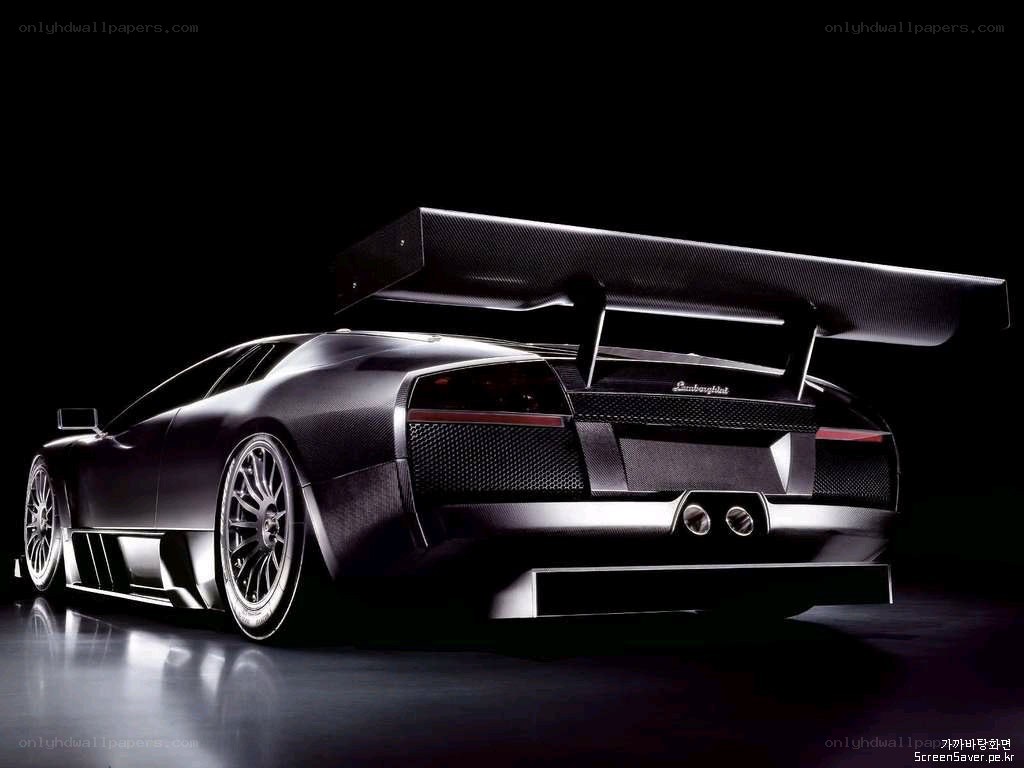 Black Lamborghini with large rear wing
