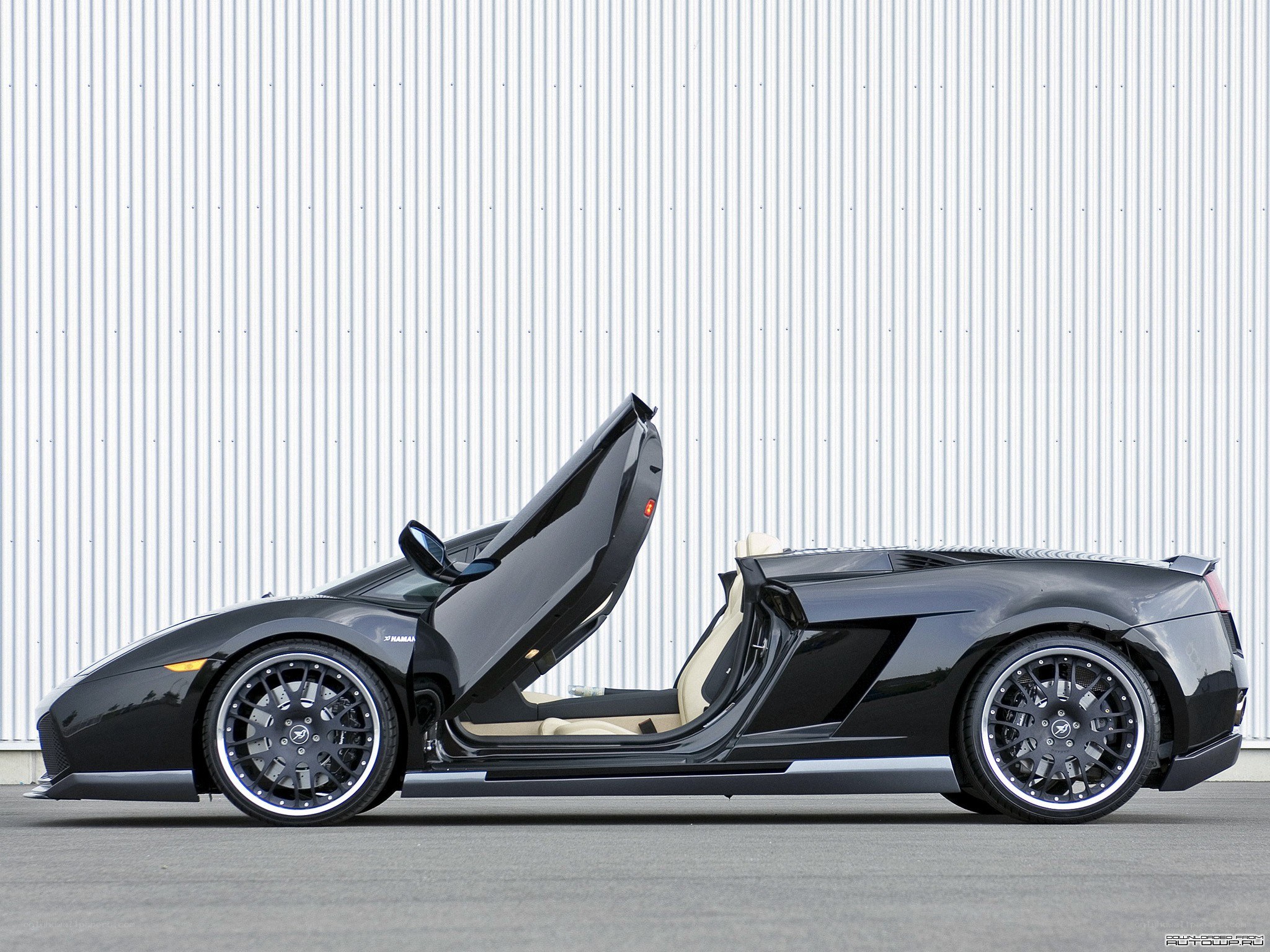 Black Lamborghini with open door