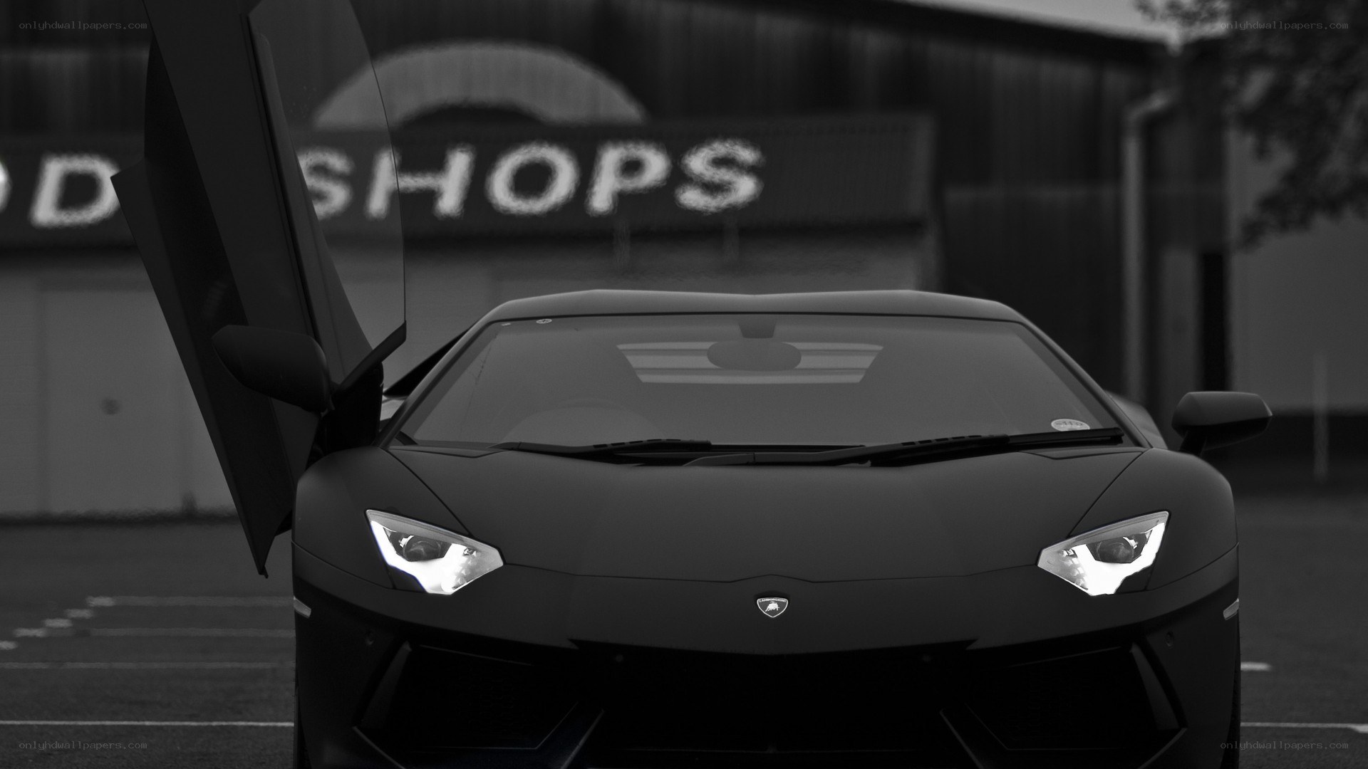 Black Lamborghini with open door