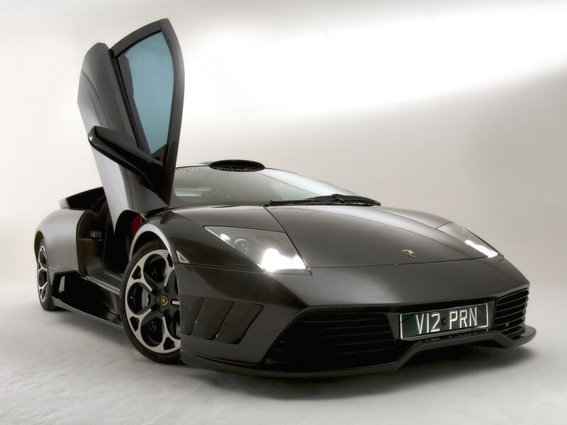 Black Lamborghini with open door