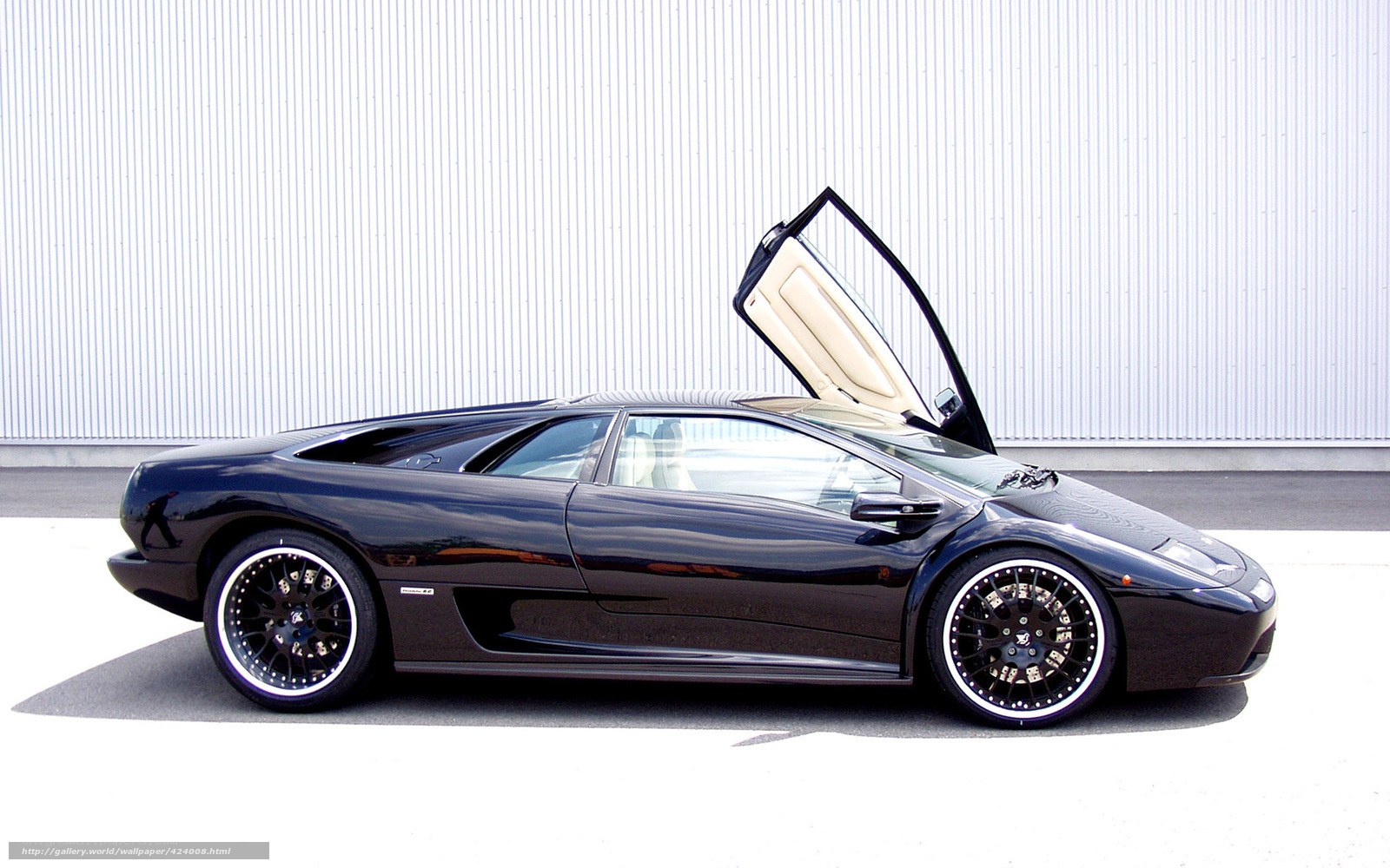 Black Lamborghini with open door