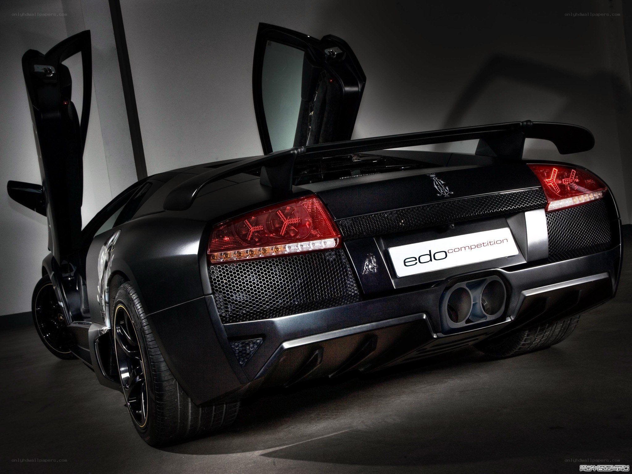 Black Lamborghini with open doors