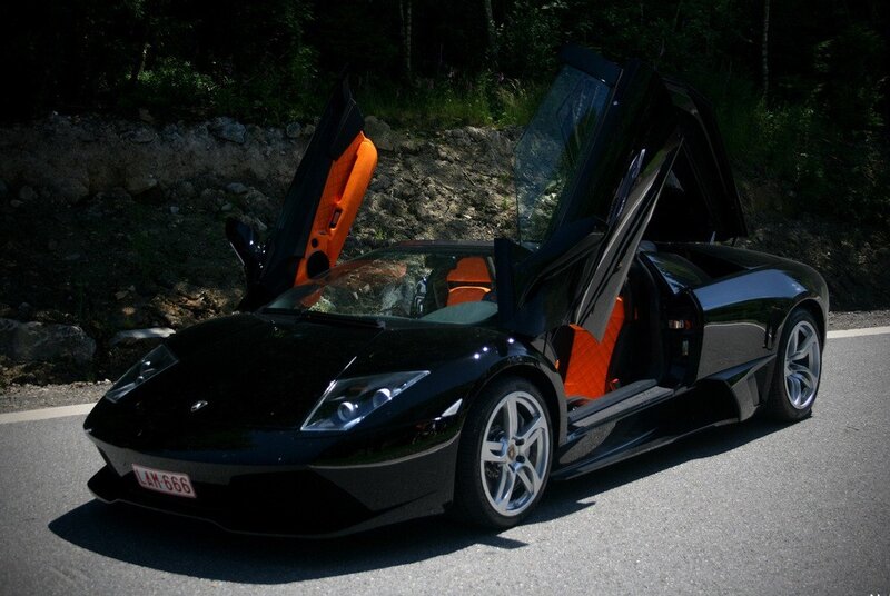 Black Lamborghini with open doors