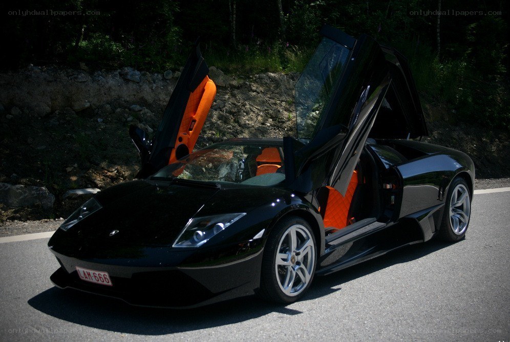 Black Lamborghini with open doors