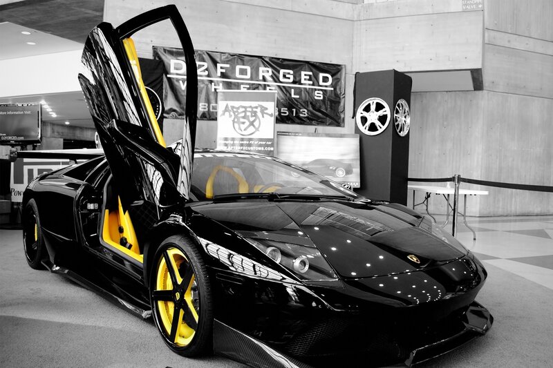 Black Lamborghini with Yellow Accents — Dramatic