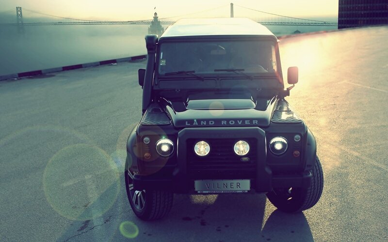Black Land Rover Defender — Dramatic, Sunset, Photograph, Bridge