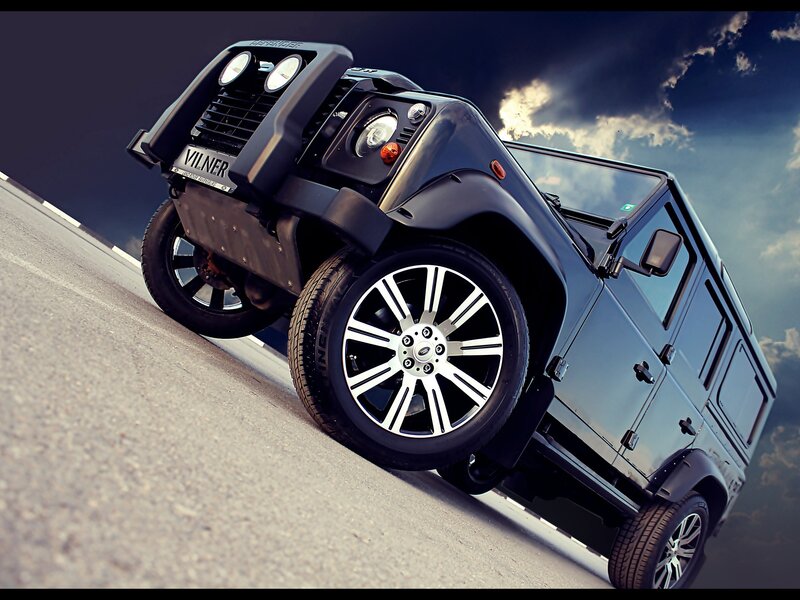 Black Land Rover Defender — Dramatic, Sunset, Photograph