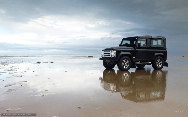Black Land Rover on Beach — Gray