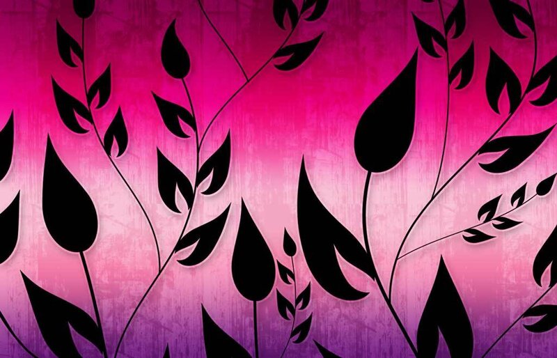 black leaf pattern on pink purple