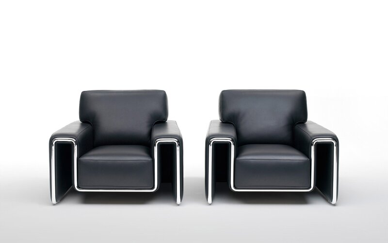 black leather armchairs