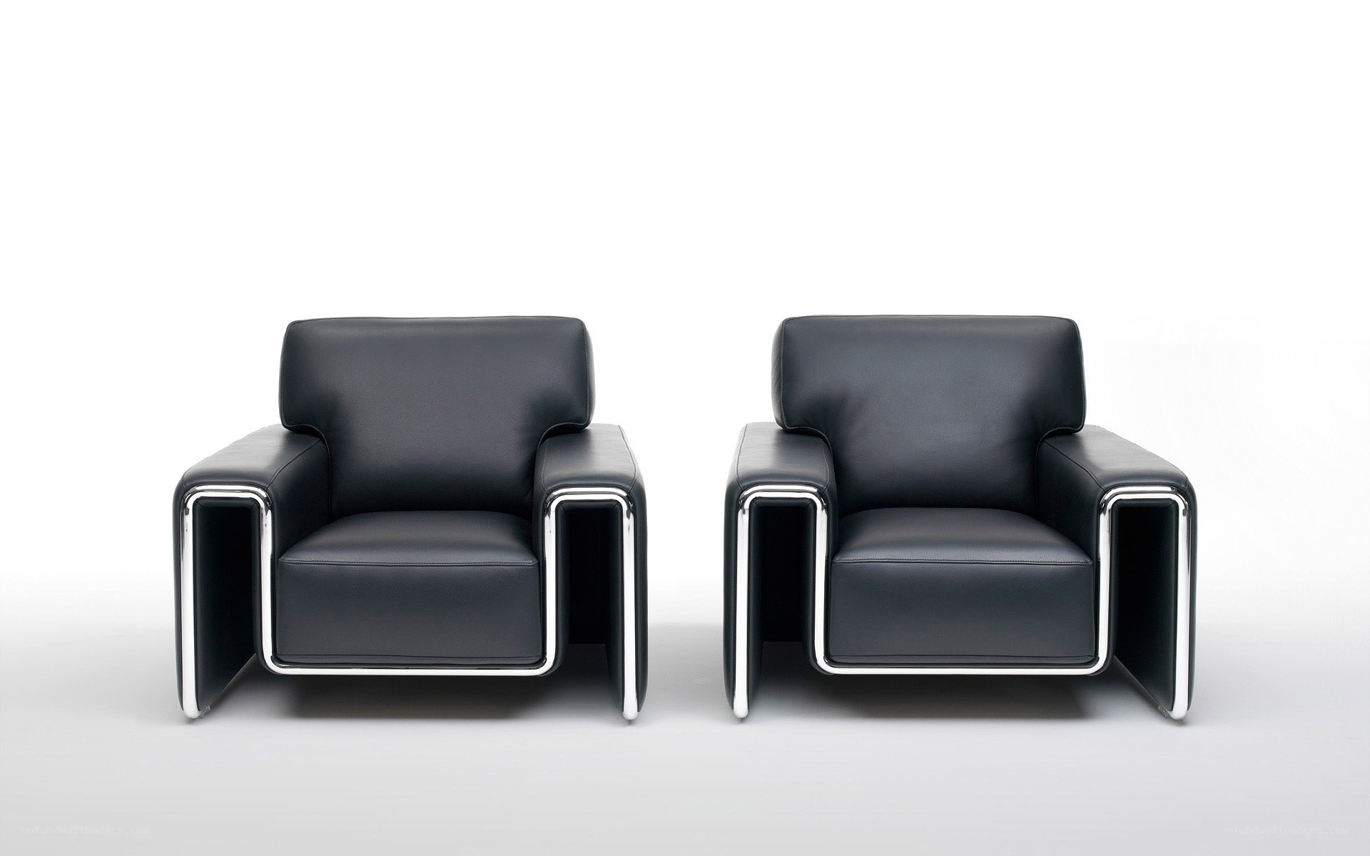 black leather armchairs