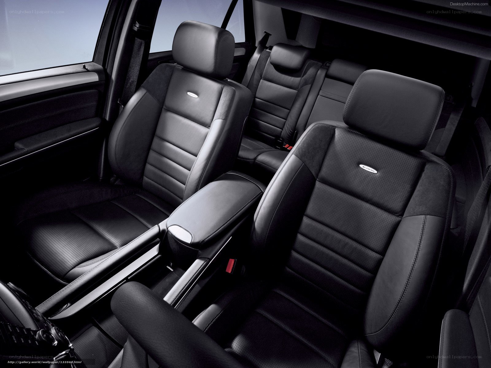 Black leather car interior